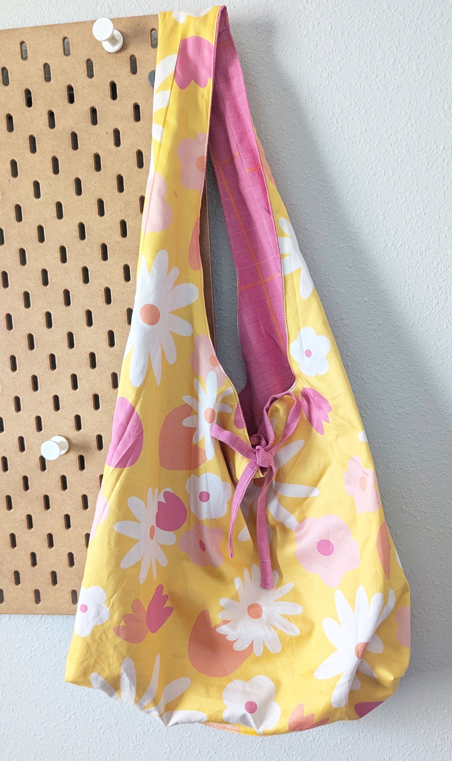 Yellow Floral x Pink - Reversible Sling Bag
