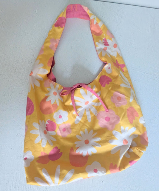 Yellow Floral x Pink - Reversible Sling Bag